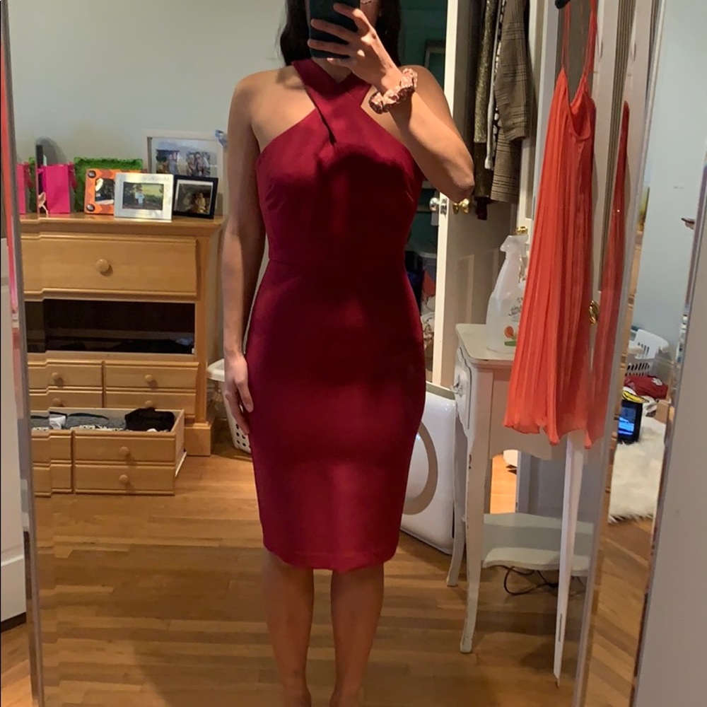 Likely Carolyn halter neck sheath worn once